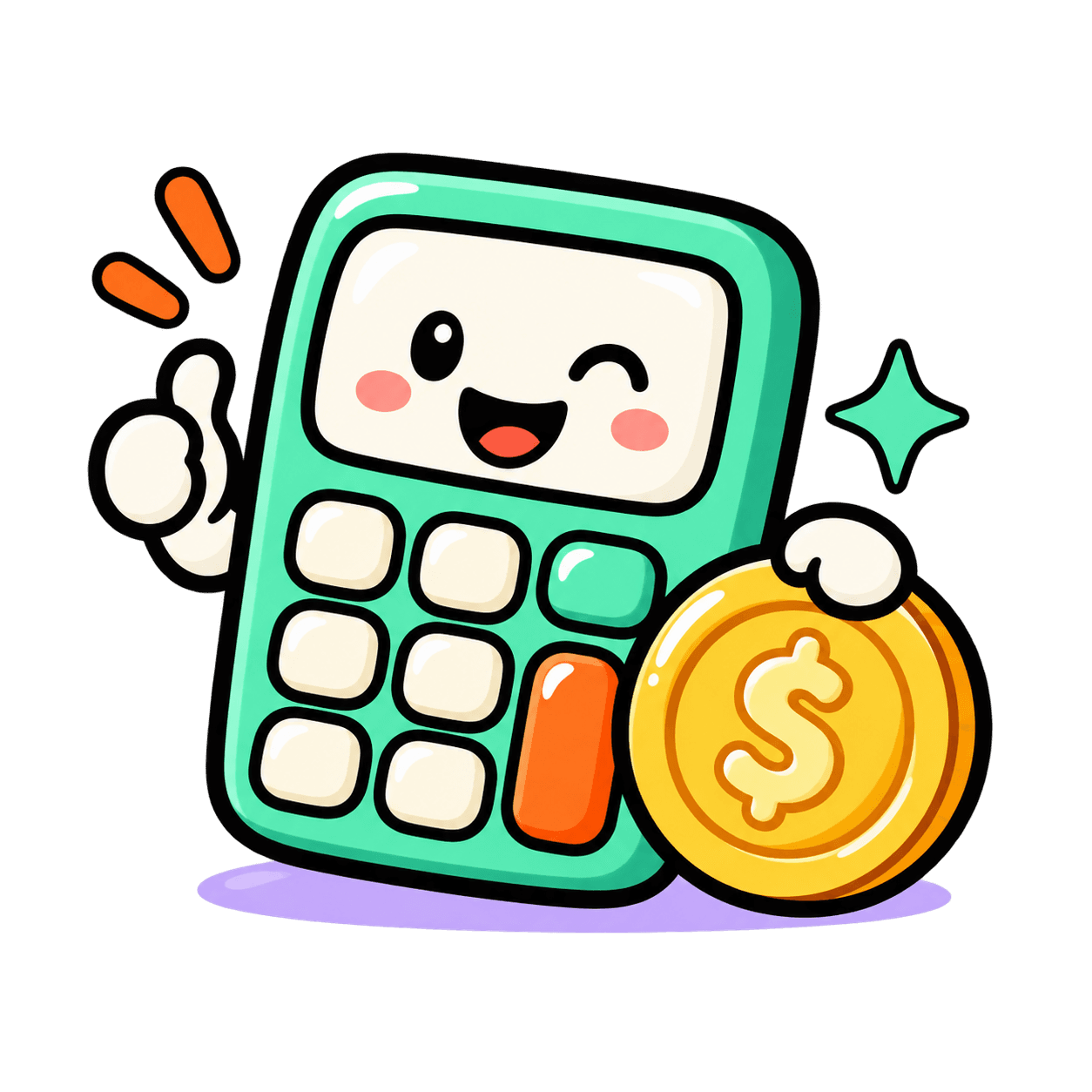 Illustration of a calculator and coin