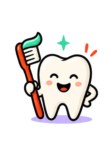 Illustration of a tooth holding a toothbrush