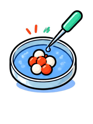 Illustration of a fertility lab dish and dropper