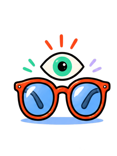 Illustration of eyeglasses and an eye